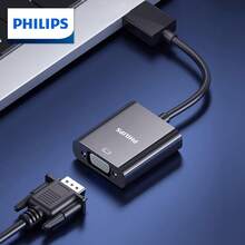 PHILIPS Converter SWR1620B/93 HDMI To VGA Cable Converter With Audio Port HD Video Adapter Adapter Computer Set-Top Box Connection Projection TV Display Cable Black 15cm - Black - View 2