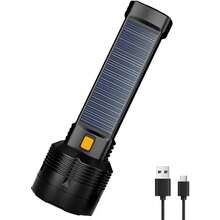 1PC Solar Powered LED Flashlight Powerful COB Side Light USB Rechargeable Super Bright Handheld Torch For Outdoor Camping Fishing - Black - View 10