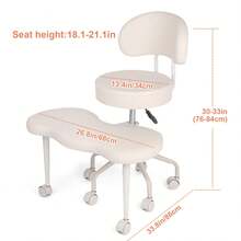 Chaise de bureau ergonomique, réglable en hauteur avec support lombaire - Chaise pivotante à 360° et roulettes pour bureau à domicile, yoga, jeux - Tabouret de bureau dynamique jusqu'à 90 kg - Blanc - Voir 5