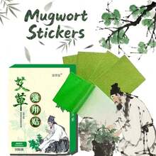 1box Natural Herbal Wormwood Patches For Neck, Shoulders, Waist & Knee Joints, Soft Non-Woven Fabric, Green - Easy Application, Ginger & Mugwort Extract