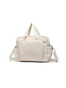 2024 New Fashion Mommy Bag Handbag, Korean Embroidered One Shoulder Crossbody Bag, Large Capacity Embroidered Bear Maternity Bag - Corduroy Beige - View 2