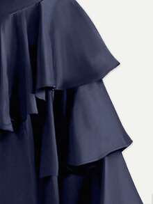 Women's Fashion A-Line Skirt, High Waist Ruffle Hem Solid Color Skirt, Suitable For Summer, Spring, Concerts, Elegant