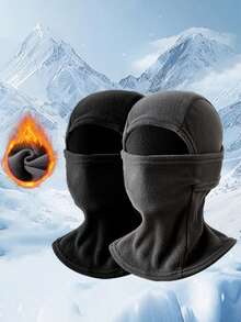1 pieza Máscara facial unisex cálida para otoño/invierno, pasamontañas, máscara de esquí, cuello de tubo de punto, adecuada para esquiar y ciclismo al aire libre en invierno - Multicolor - Ver 2