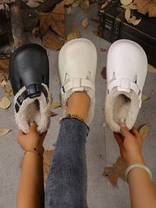 Women's Slip-On Clogs, New Winter EVA Plastic Lightweight Thick Sole Fashion Indoor Furry Slippers - Beige - View 5