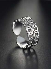 1pc Stainless Steel Open Ring, Fashion Women Ring - Silver - View 4