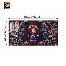 1 pièce/2 pièces Tapis de bain antidérapant à motif de casse-noisette de Noël, en matériau de fausse cachemire, avec décoration en peluche, convient pour les salles de bain, les entrées, les cuisines et autres occasions, lavable en machine, décoration festive, peut être offert en cadeau
