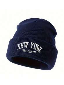 1 件儿童字母刺绣针织帽，时尚百搭男童女童户外保暖帽，适合秋冬季 - 1PC - 查看 16