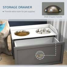 Stainless Steel Raised Dog Bowls, With 21L Storage Drawer Large Dogs - - Grey + Stainless Steel - View 6