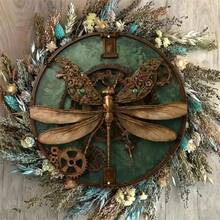1pc Steampunk Dragonfly Metal Wall Art, Vintage 7.8x7.8 Inch Sign With Gears And Floral Decor, Rustic Copper Green Decorative Plaque, 2D Print, Iron Wall Decor, Suitable For Vintage Wall Art, Wall Decoration, Room Decor, Home Decor, Restaurant Decor, Bar Decor, Cafe Decor, Garage Decor, Garden Decor, Indoor And Outdoor Decoration Gifts Birthday Graduation - 彩色 - 查看 5