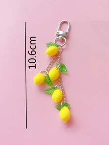 1 件男女通用可爱柠檬串珠夏季水果钥匙扣礼物，适合情侣朋友 Y2K - 黃色 - 查看 3