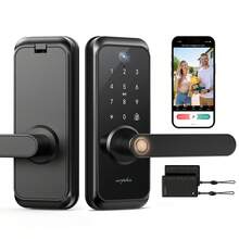 Arpha Keyless Smart Door Lock, Fingerprint Keypad Deadbolt With Handle FOB Card, APP Control Auto Lock, IP54 Waterproof, Easy Installation, Biometric Entry Bedroom Door Lock - Black - View 1