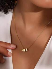 Custom Simple Letters Name Necklace Jewelry Personalized Stainless Steel Initials MAMA Pendant Necklace For Women Mom Gifts ﻿ - Gold 3 - View 3