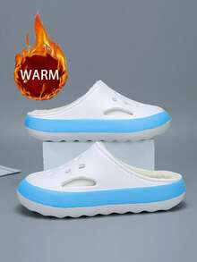 Men's Slippers Winter New Thickened Warm Plush Lined Hole Slippers, Unisex Thick Sole Anti-Slip Warm Slippers, Suitable For Indoor And Outdoor Wear, Couple Style, Unisex