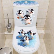 Stiker Toilet Bergambar Penguin Kartun Gaya Laut, Stiker Dekorasi Kamar Mandi Lucu Perekat Sendiri, Stiker Dinding Hewan Lucu Tahan Air untuk Dekorasi Rumah - MultiWarna - View 4