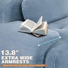 81.8"/117.3"/152.7" Modular Sectional Sofa, Corduroy Boneless Sofa With Deep Seat And Button Tufted Cushions, Comfy Cloud Sectional Loveseat Couches For Living Room Bedroom, No Assembly - 藍色 - 查看 10