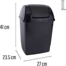 JOY - Bote de Basura Rectangular, Pack de 2, con Tapa de Balancn, para Mantener la Limpieza en el Hogar Oficina, 13 Litros de Capacidad, Plstico Libre de BPA, Negro - NEGRO - Ver 3