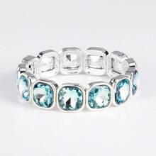 1 件时尚水钻镶嵌合金弹性手链，适合作为情人节、感恩节和毕业典礼的礼物，男女通用 - 方鑽手鍊 - 查看 27