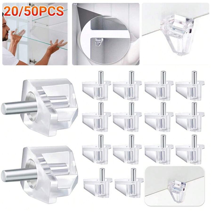 20PCS Shelf Support Pins Cupboard Pegs Shelves Racks Holder Clear Transparent - White - View 1