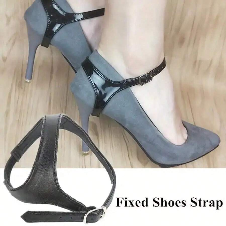 2-Pack Adjustable Silicone High Heel Straps - Women's Fashion Shoes Anti-Slip Ankle Straps, Comfortable Soft Elastic Design, Easy Installation, Prevents Accidental Slipping, Enhances Stability, Durable Material, Fashionable Style - 黑色 - 查看 1