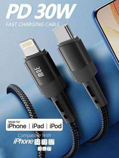 BinBoom 30W Compatible Apple Charging Cable [MFi Certified] Lightning Data Cable [Fast Charging & High Speed] USB-C Charging Cable, Compatible With Apple 14/13/12/11 Pro/XS MAX/XR/XS/X/8/7/Plus/6S/6/SE/IPad/Mini
