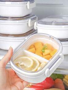 1pc Minimalist Food Storage Container, Portable Fruit Bento Box, Refrigerator Airtight Box, Microwave Lunch Box, Outdoor Lunch Box, Student Lunch Box, School Supplies - White - View 10