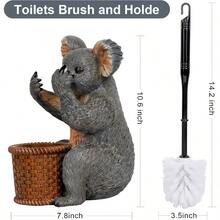 Toilet Brush Holder Set For Bathroom Super Cute Koala Base Solidly Toilet Bowl Brush And Holder Flexible And Durable Style Stylish Toilet Cleaner Brush Saving Storage Space Toilet Brushes For Bathroom - Koala - View 6