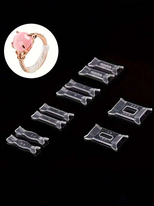 8/16 szt. żywiczny regulator rozmiaru pierścionka niewidoczna podkładka do regulacji rozmiaru pierścionka do luźnych pierścionków, pasuje do wszystkich rozmiarów palców niewidoczny regulator rozmiaru pierścionka do luźnych pierścionków - wiele rozmiarów palców, wygodna i ochronna regulacja pierścionka - regulowany przezroczysty napinacz narzędzie do zmiany rozmiaru osłona biżuterii do luźnych pierścionków regulator rozmiaru pierścionka pasuje do wszystkich pierścionków, różne rozmiary regulatora pierścienia dla kobiet