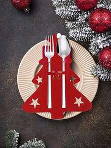 1/6/12-Piece Felt Mini Christmas Trees & Christmas Tree-Patterned Knife Sets – Ideal For Fork/Spoon Pouches, Christmas Decorative Knife Sleeves, Utensil Holders, Placemats & Napkins, Perfect For Home & Party Dining Kitchen Decoration
