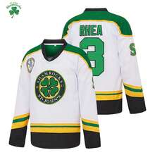 MEAN MACHINE #3 Ross The BOSS Rhea's Shamrocks Stitched White Hockey Jersey With EMHL Patch,Sports Casual Unisex Hockey Uniform - trắng - Xem 2