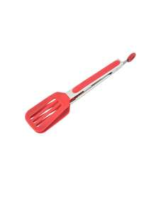 1 Stück Edelstahl & Silikon quadratische Lebensmittelzange mit Ständer, hitzebeständige Silikon Lebensmittelzange, Brotklammer, Grillzange, Buffet-Servierzange