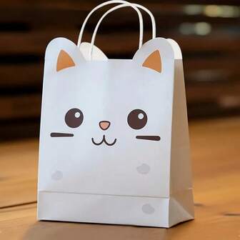 12/16/24/32/48/72 piezas Bolsas de regalo con diseño de gato lindo, bolsas con asas con diseño de orejas de gato en 3D, bolsas para fiesta de cumpleaños, bolsas de regalo de boda, bolsas de recuerdo para fiesta