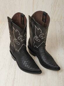 BOTA VAQUERA MARCA BDP GRABADO TIPO ANANCONDA 100% PIEL DE BOVINO SUPER ELEGANTE  Casual - NEGRO - Ver 2