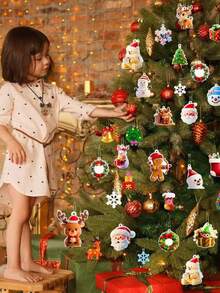 5pcs Cartoon Christmas Keychain Pendant, Santa Claus & Snowman Design, Creative Backpack Hanging Ornament, Christmas Gift - Multicolor - View 5