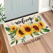 1pc Sunflower Pattern Welcome Mat, Durable Drainage Rug For Kitchen, Living Room, Entryway, Balcony, Home Decor, Anti-Slip, Suitable For Cafe, Bar, Holiday, Party, Bedroom, Bathroom