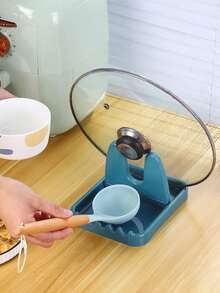 1pc Plastics Utensil Rest And Pot Lid Holder With Drip Pad For Multiple Utensils,Spoon Rest,Spoon Rest For Kitchen,Lid Holder,Multifunctional Foldable Pot Lid Holder,Heat Resistant Cover Holder,Utensil Rack For Kitchen Accessories - Multicolor - View 6