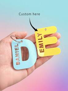 2 piezas Llavero personalizado con letra | Etiqueta de equipaje | Etiqueta de mochila Llavero con letra de burbuja de acrílico personalizado y colorido - Llavero personalizado - Regalo para niños y adultos - Etiqueta de equipaje - Regalo de Navidad - Bolsa de obsequio de fiesta, Etiqueta de nombre de mochila de acrílico DIY - Multicolor - Ver 4