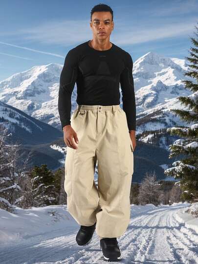 1pc Winter New Men's Outdoor Ski Pants, Ski Mountaineering Pants, Women's Winter Outdoor Ski Work Pants, Suitable For Men And Women For Outdoor Activities, Machine-Washable Winter Ski Pants, Ski Gear, Cold Weather Clothing, Sporty Style Pants, Reinforced Structure, Functional Snow Pants, Durable Snow Gear, Suitable For Snowboarding And Winter Hiking Outdoor Activities, Winter Coats Ski Outfits