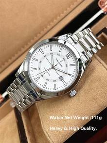 Pablo Raez 1pc Original Charming Men's Watch Gorgeous Jewelry Male Luminous Clocks Famous Brand New Summer Accessories Luxury Wristwatches For Man IPS Silver Color Jewelry Non Tarnish Stainless Steel Bracelets Chain 50M Water Resistant Simple Calendar Clock Metal Feeling Superior Men's Steel Casual Fashion Quartz Watch - Silver - View 12