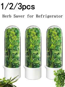 1/2/3pcs Refrigerator Herb Preserver, Refrigerator Herb Storage Container, Cilantro, Mint, Parsley, Asparagus Vegetable Preservation Jar, Keeps Vegetables Fresh For 2-3 Weeks