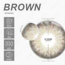 EYESHARE 1 Pair Colored Contact Lenses For Eyes Fashion Blue Lenses For Brown Eyes Colored Contact Lenses For Green Eyes Colored Makeup For Gray Eyes Yearly Use Contact Lenses- Non-Prescription,14.2mm - MYAKHIE-BROWN - 查看 3