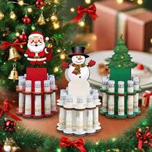 3pcs Christmas Wooden Crafts Santa Snowman Tree Money Clip Holders, Festive Home Decor For Holiday Gifts, Autumn Xmas Decorative Ornaments Christmas Gift,Office Desk Accessories,Very Suitable For Boyfriend Or Colleague