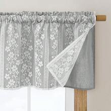 Linen Farmhouse Kitchen Curtains, Double Layered Valances For Windows With Linen And Lace, Rustic Curtains For Bathroom Window, Kitchen, Cafe Curtain 18 Inch Length Rod Pocket, 52 X 18, Grey - Grey52Wx18LPackof1 - View 3