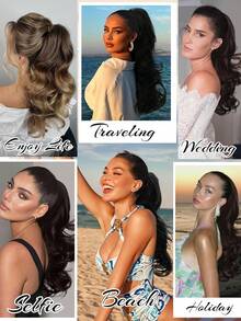 Easy-To-Use 14" Wavy Ponytail Extension- Natural Curly Synthetic Hairpiece For Women, Lightweight& Secure Clip-In Design - Multicolor - View 8