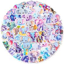 50 pegatinas lindas de la familia de elefantes de dibujos animados, nuevas pegatinas de elefantes de garabatos de colores