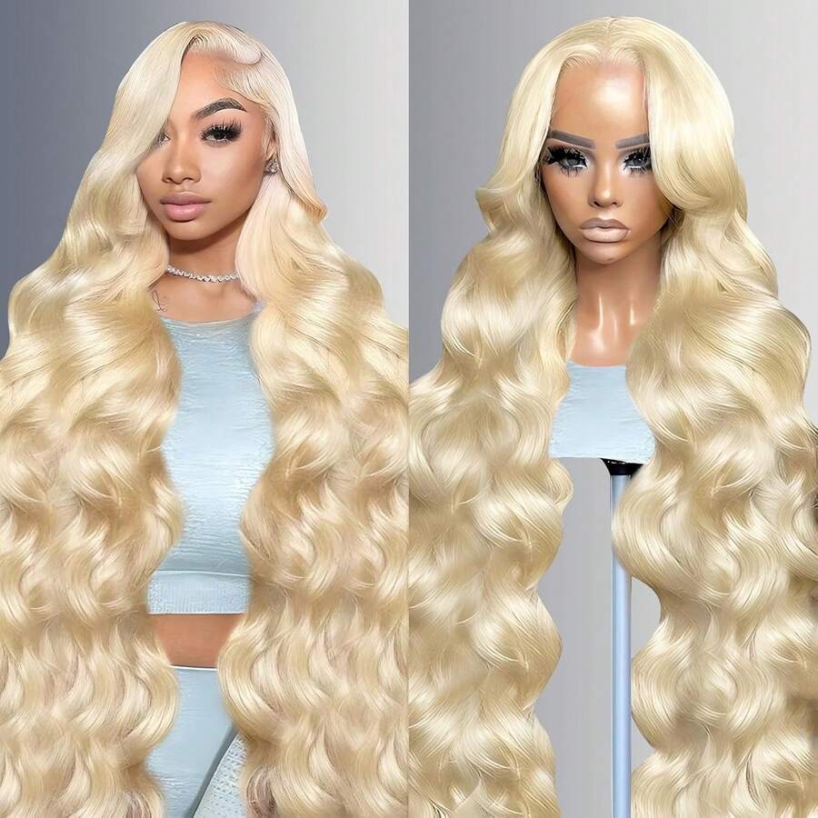613 Lace Front Wig Human Hair Body Wave 13x4 Blonde Lace Front Wigs Human Hair Pre Plucked 200% Density 613 HD Lace Frontal Wig Transparent Lace With Baby Hair 26 Inch - S613 - Xem 1