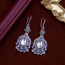1 đôi bông tai kiểu Thổ Nhĩ Kỳ cổ điển thanh lịch, hình giọt nước, thiết kế hoa tulip cổ điển châu Âu, trang sức cung đình, thích hợp cho những buổi đi chơi thường ngày, kỳ nghỉ và du lịch. - bông tai rỗng - Xem 7