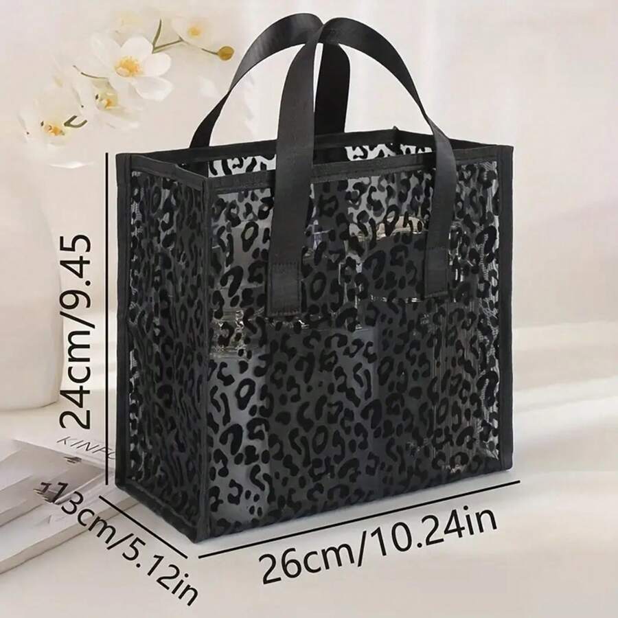 5 stili disponibili| Borsa per trucco a rete con stampa leopardata di grande capacità| Borsa porta cosmetici in nylon portatile e resistente| Organizza lo stoccaggio come preferisci.| Organizzatore ideale per il bagno e i viaggi