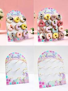1 Set Wooden Arch-Shaped Donut Display Stand, Patterns Include Jungle Animals, Pink Butterflies, Rainbow Unicorns And Mermaids, Suitable For Birthday Party, Wedding Table Decoration, Dessert Display, Party Wedding Table Centerpiece Decoration, Thanksgiving, Christmas Party Kitchen Cooking And Other Occasions. - Multicolor - View 9