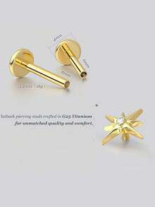 2pcs 16G G23 Titanium Tragus Conch Helix Piercing Jewelry Internally Threaded Flat Back Cartilage Earrings Forward Helix Earrings Medusa Labret Piercing Jewelry For Women Men Gold 6MM 8MM - Lip Stud - View 20