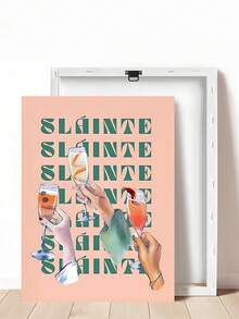 1pc Vintage Cosmopolitan Poster Pastel Martini Cocktail Canvas Wall Art Pink Boots High Heels Book Cover Painting, Irish Cheers Bar Cart Poster Irish Saying Expats Cocktail Orange Canvas Wall Art Happy Hour Drink Wall Posters, Bedroom Decor, Living Room Decor, Office Decor, Dining Room Wall Decoration, Kitchen Decor, Study Room,